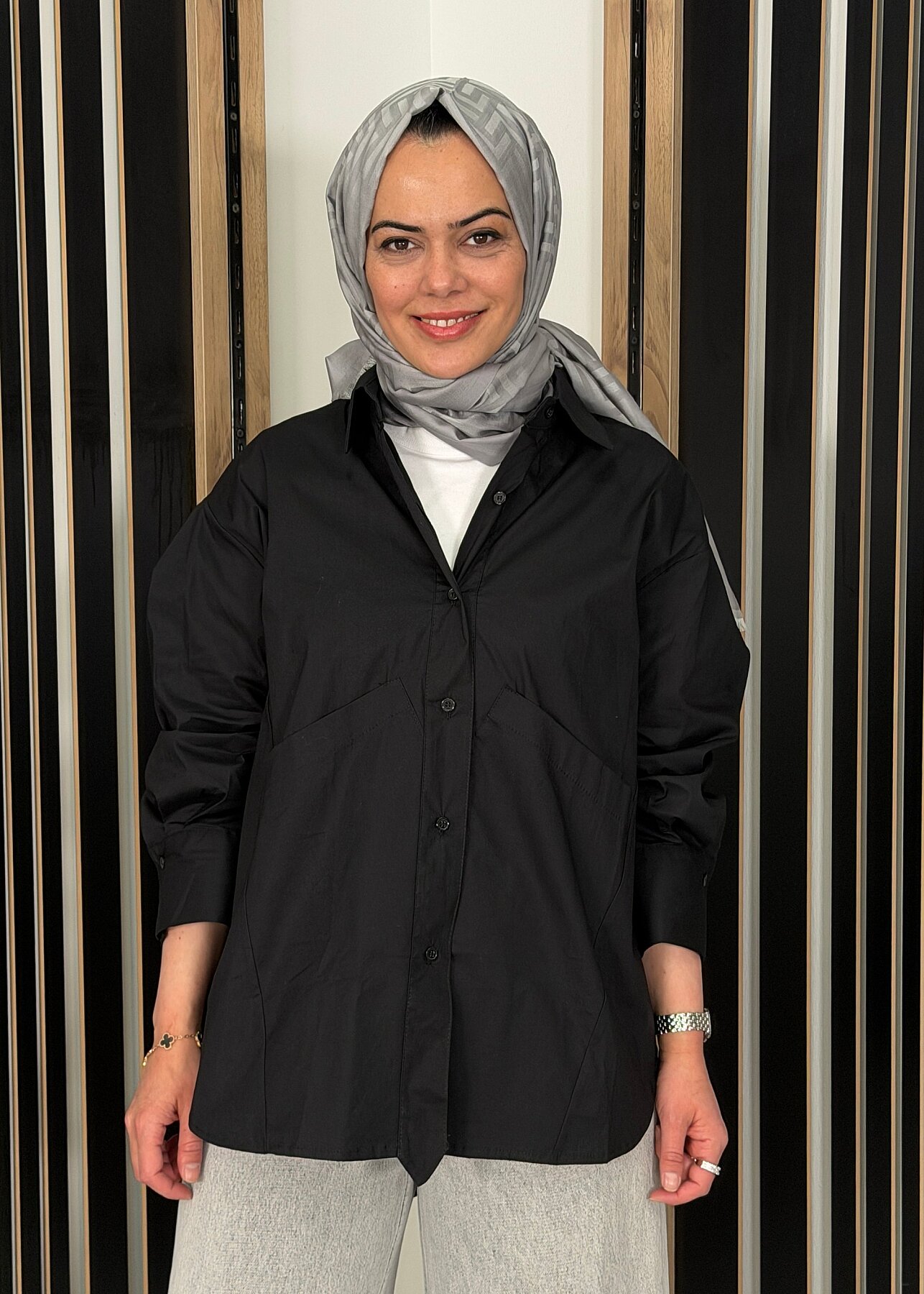 Sempre Büyük Cepli Gömlek BLACK - 1