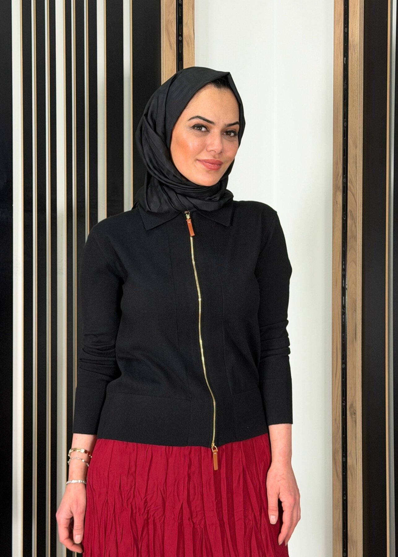 Sempre Fermuarlı Triko Hırka BLACK - 2