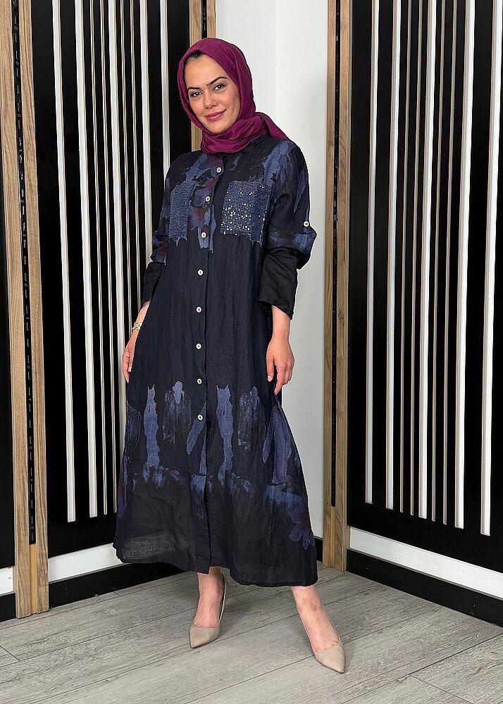 Sempre Floral Gömlek Navy