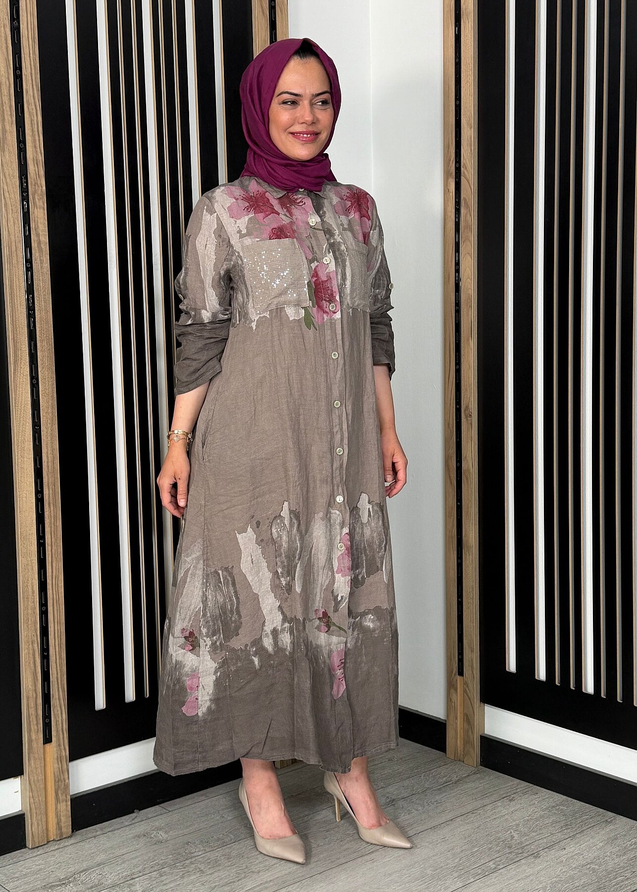 Sempre Floral Gömlek TAUPE - 1