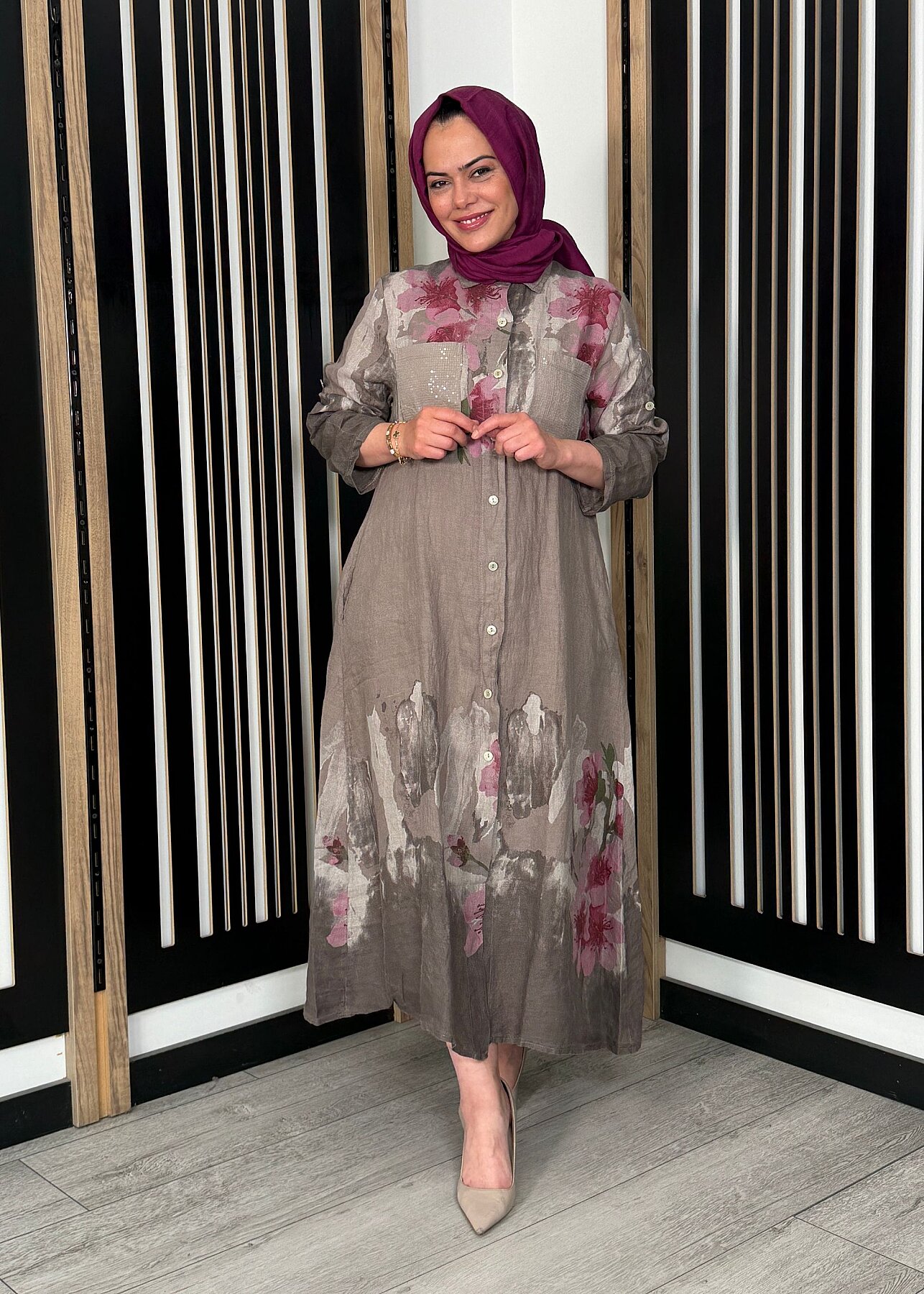Sempre Floral Gömlek TAUPE - 2