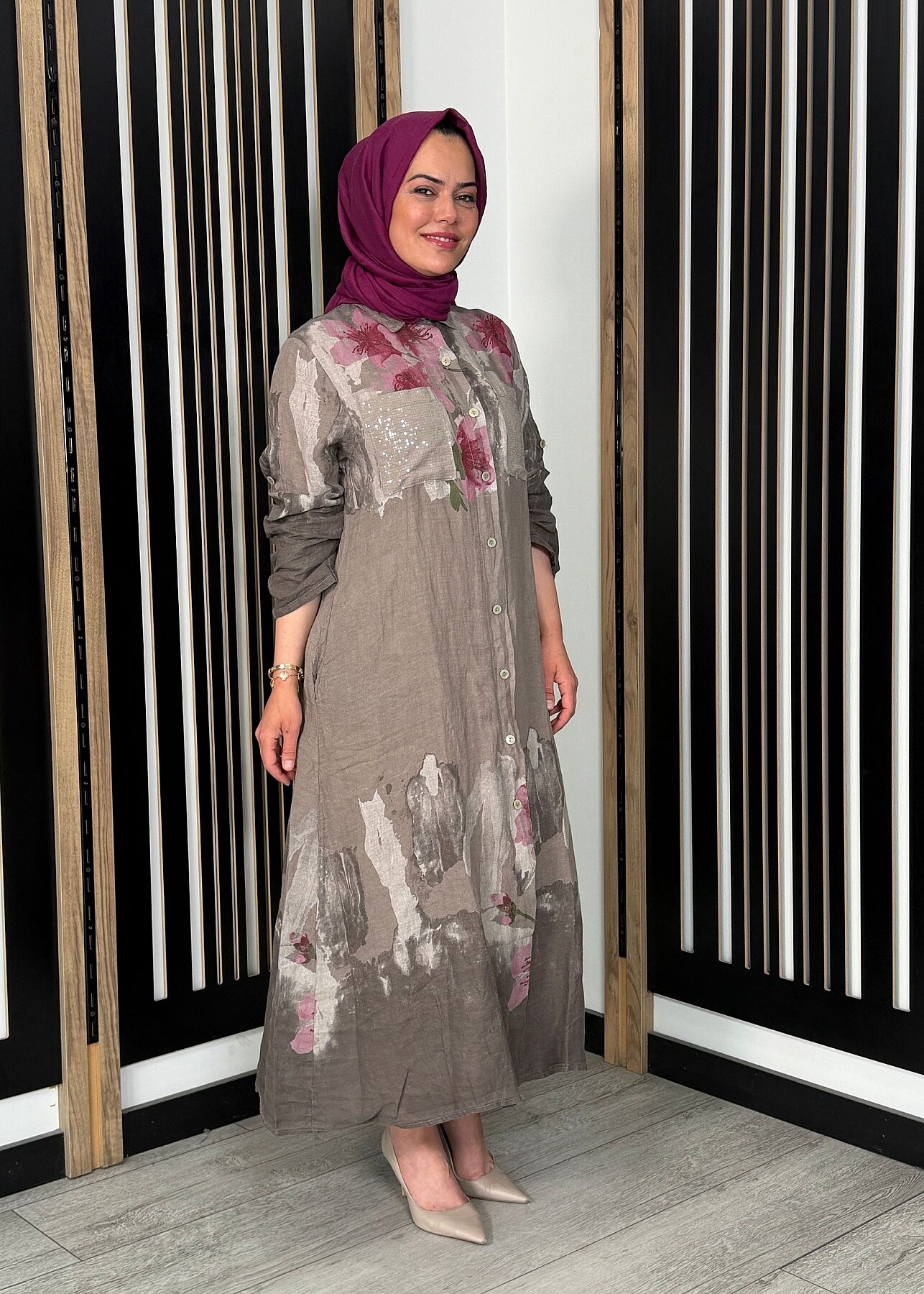 Sempre Floral Gömlek TAUPE - 3