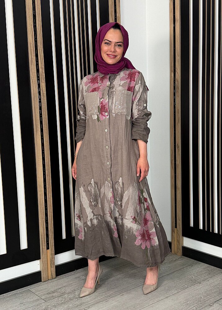 Sempre Floral Gömlek TAUPE - 4