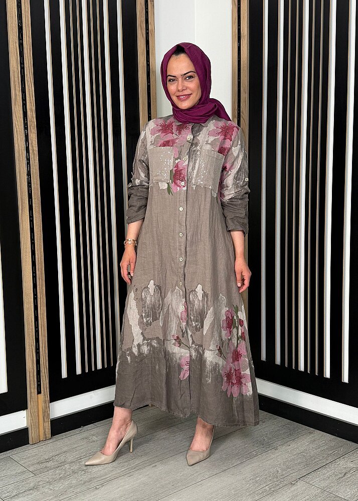Sempre Floral Gömlek TAUPE - 5