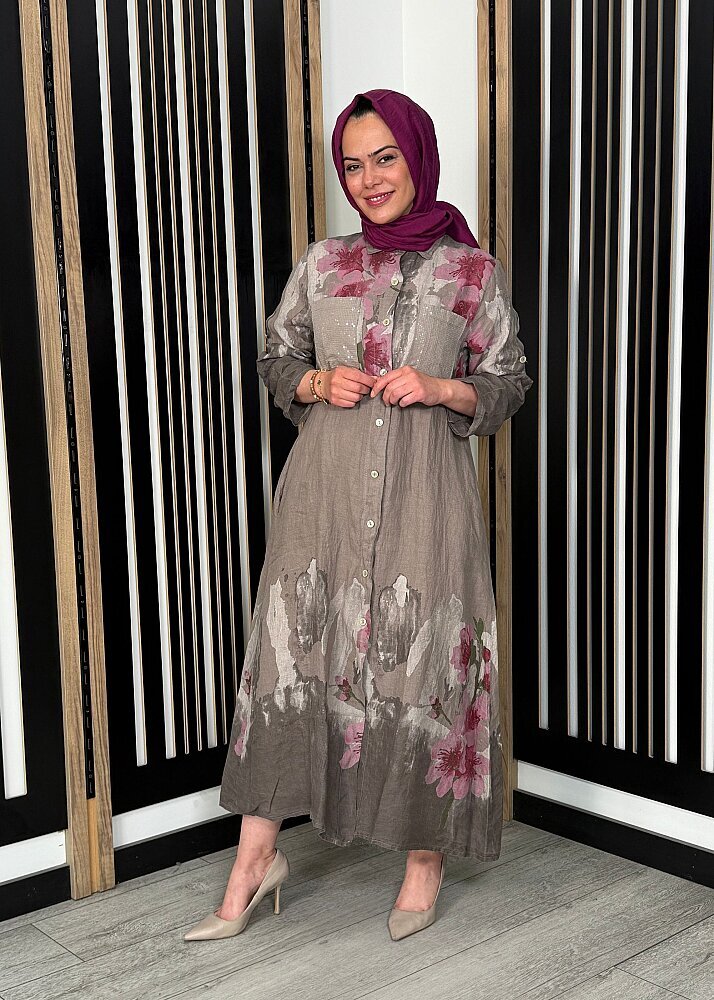 Sempre Floral Gömlek TAUPE - 6