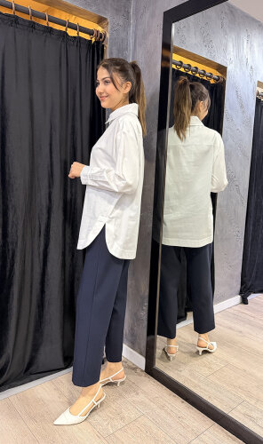 Sentez Milano Boru Paça Pantolon LACİVERT - 5