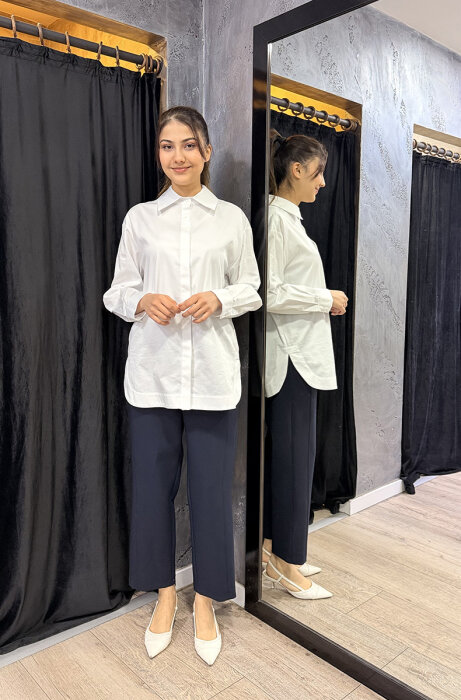 Sentez Milano Boru Paça Pantolon LACİVERT - 1