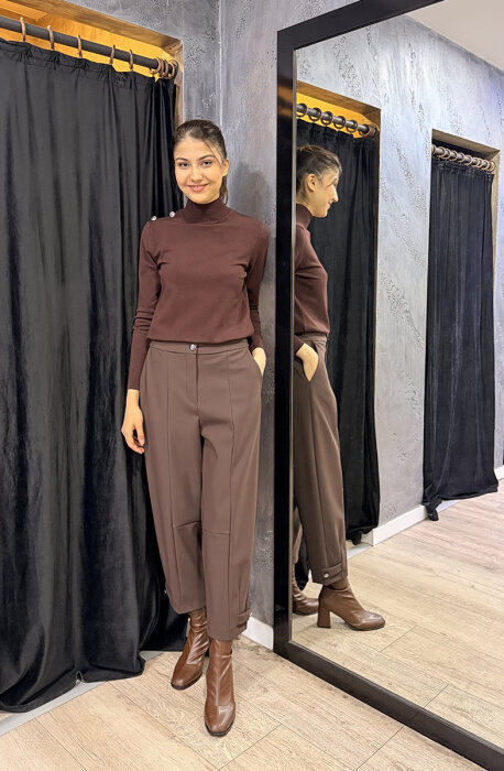 Sentez Nirvana Paçası Apoletli Pantolon KAHVE - 1