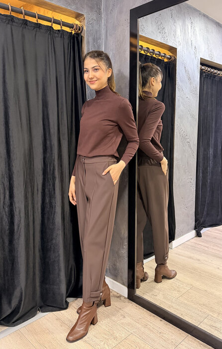 Sentez Nirvana Paçası Apoletli Pantolon KAHVE - 3