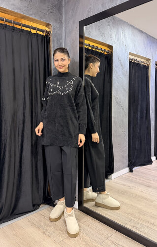 Sentez Nirvana Paçası Apoletli Pantolon SİYAH