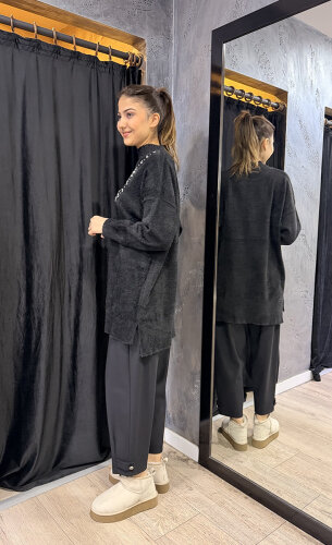 Sentez Nirvana Paçası Apoletli Pantolon SİYAH - 2