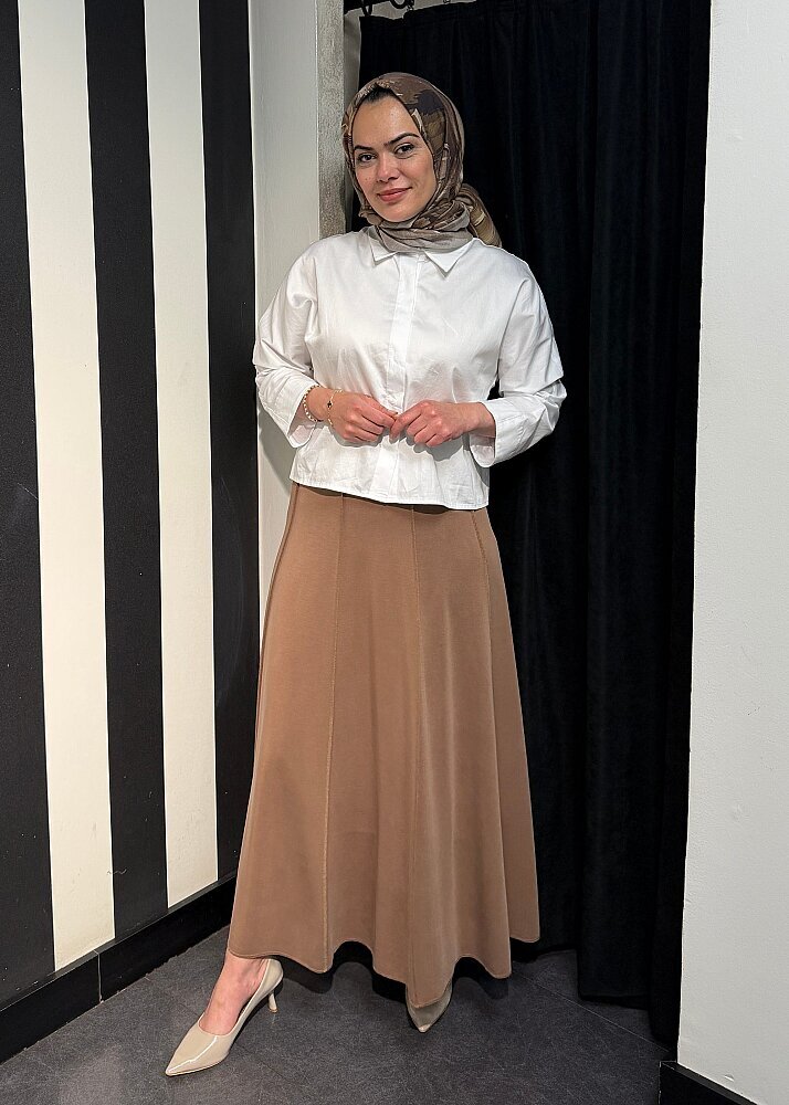 Sentez Safir Parçalı Çan Etek KAHVE - 2
