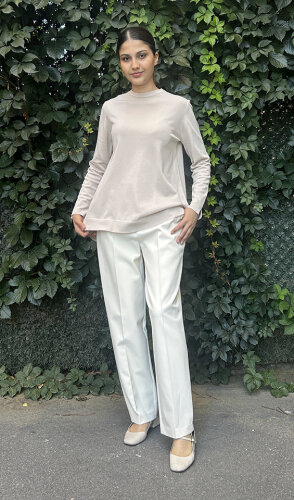Si Design Arkası Lastikli Cigarette Pantolon KREM - 1