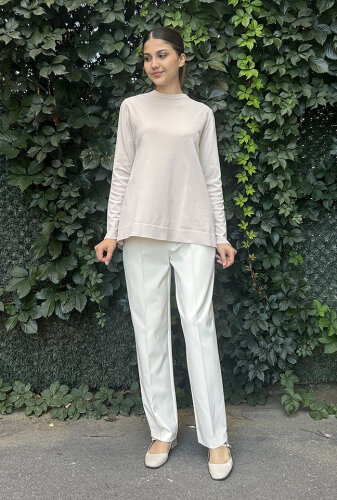 Si Design Arkası Lastikli Cigarette Pantolon KREM - 2