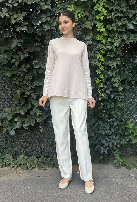 Si Design Arkası Lastikli Cigarette Pantolon KREM - 2
