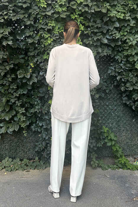 Si Design Arkası Lastikli Cigarette Pantolon KREM - 3