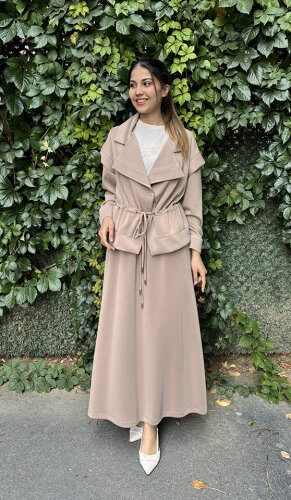 Si Design Belden Büzgü Etek CAMEL - 2