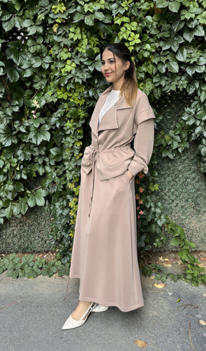 Si Design Belden Büzgü Etek CAMEL - 3