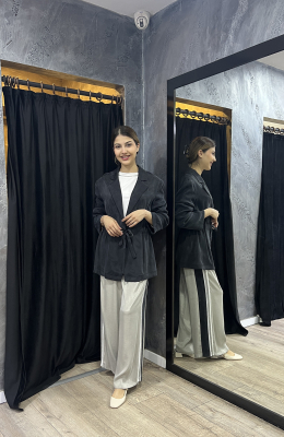 Si Design Belden Büzgülü Ceket BLACK - 2