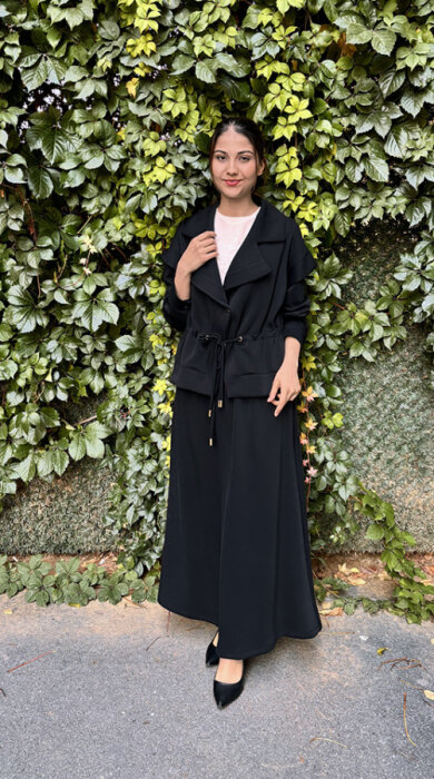 Si Design Belden Büzgülü Ceket SİYAH - 2