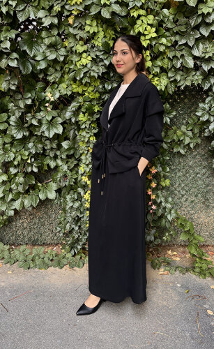 Si Design Belden Büzgülü Ceket SİYAH - 3