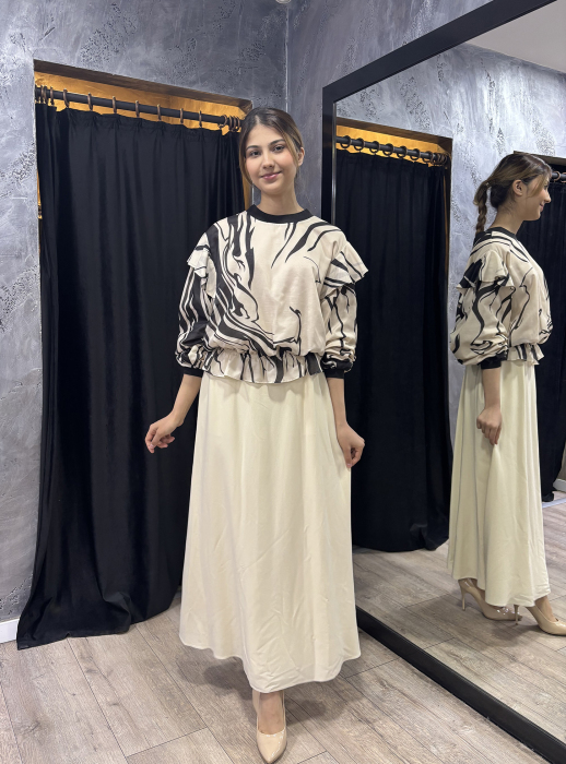 Si Design Beli Düğmeli Etek BEJ - 1