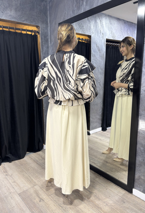 Si Design Beli Düğmeli Etek BEJ - 3