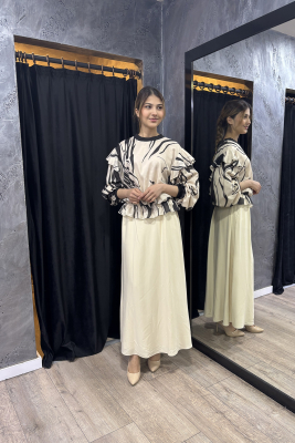 Si Design Beli Düğmeli Etek BEJ - 4