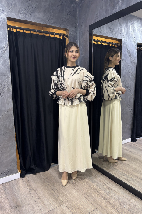 Si Design Beli Düğmeli Etek BEJ - 4