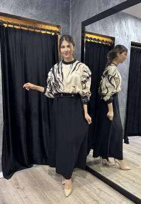 Si Design Beli Düğmeli Etek SİYAH 