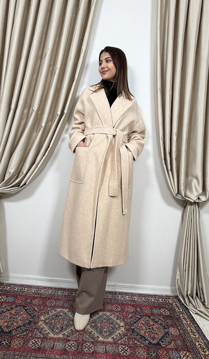 Si Design Beli Kuşaklı Kaban BEİGE - 4