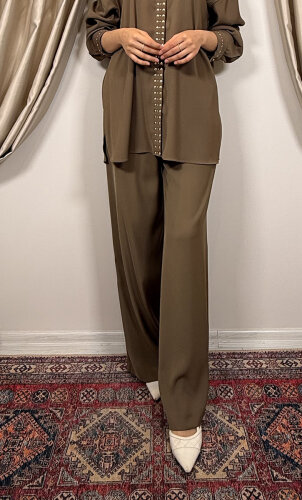 Si Design Beli Lastikli Bol Pantolon HAKİ