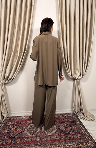 Si Design Beli Lastikli Bol Pantolon HAKİ - 3