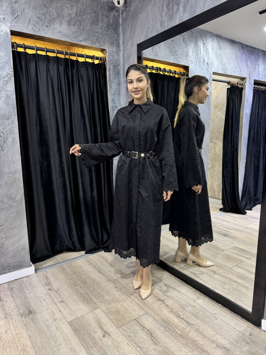 Si Design Brodeli Elbise SİYAH - 1