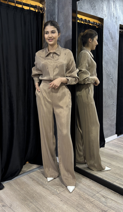 Si Design Cepli Cupro Pantolon MİNK - 2