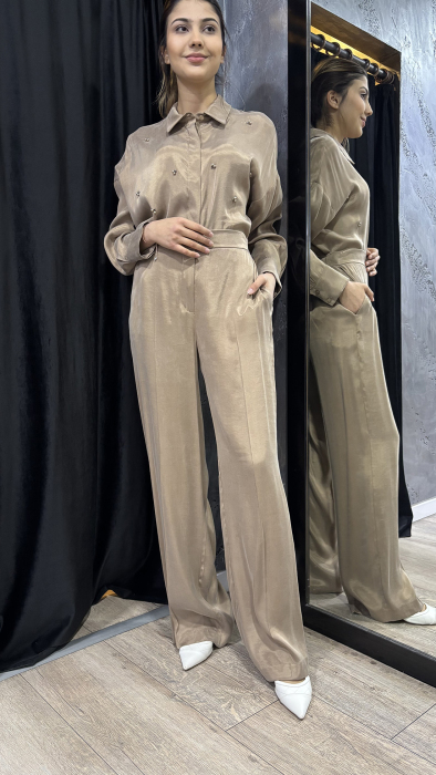 Si Design Cepli Cupro Pantolon MİNK - 3
