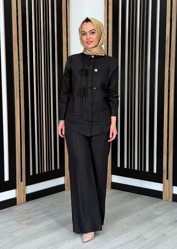 Si Design Cepli Keten Pantolon BLACK