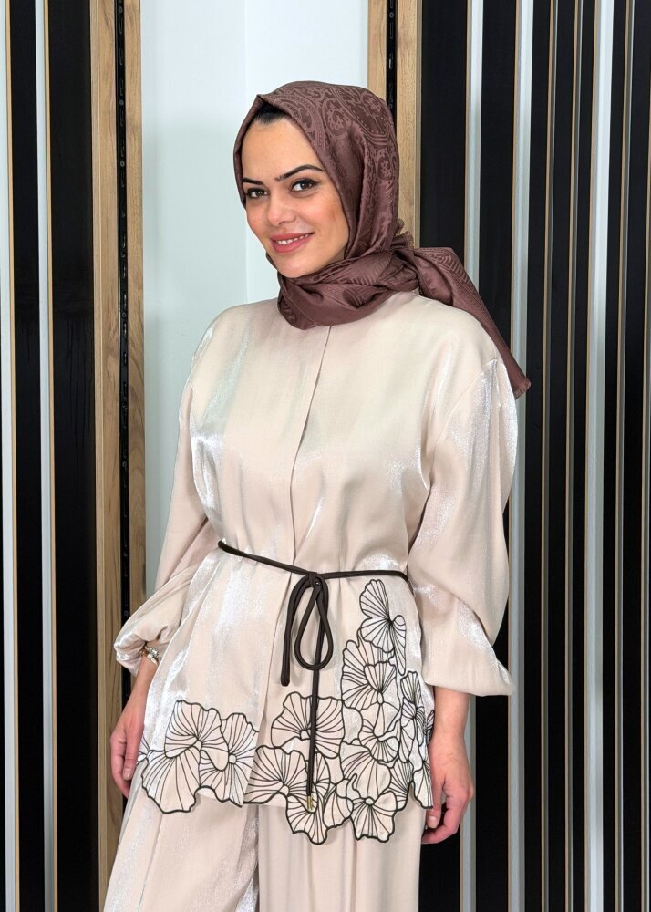 Si Design İşleme Nakışlı Uzun Kollu Tunik BEİGE