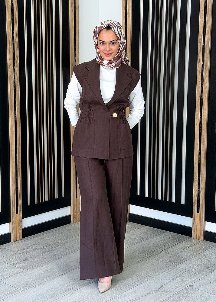 Si Design Kargo Cepli Bol Paça Pantolon KAHVE