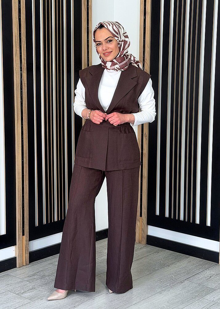 Si Design Kargo Cepli Bol Paça Pantolon KAHVE (1)