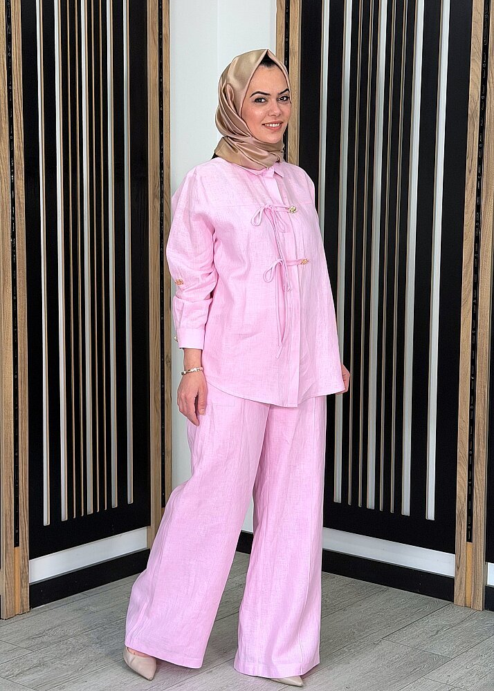 Si Design Kargo Cepli Bol Paça Pantolon Pink - 2