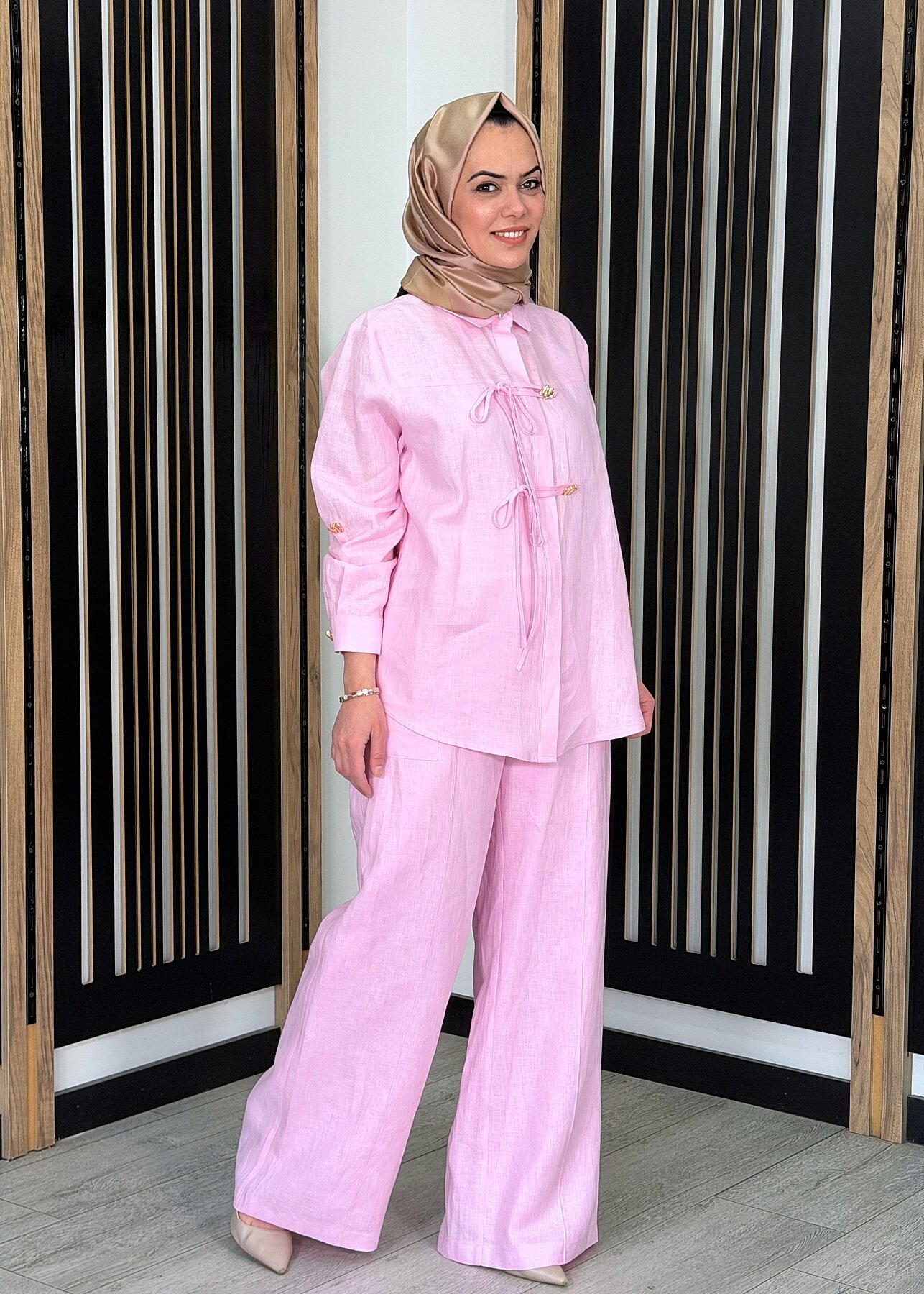 Si Design Kargo Cepli Bol Paça Pantolon Pink - 2