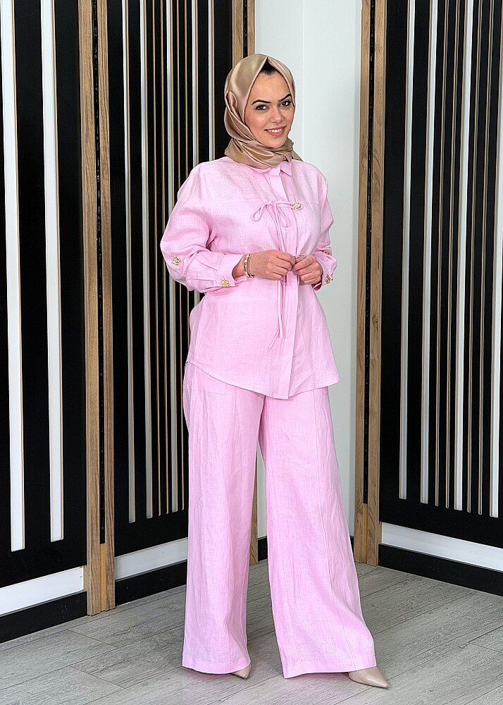 Si Design Kargo Cepli Bol Paça Pantolon Pink - 3