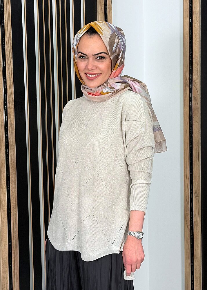 Si Design Knit Simli Tunik BEJ - 2