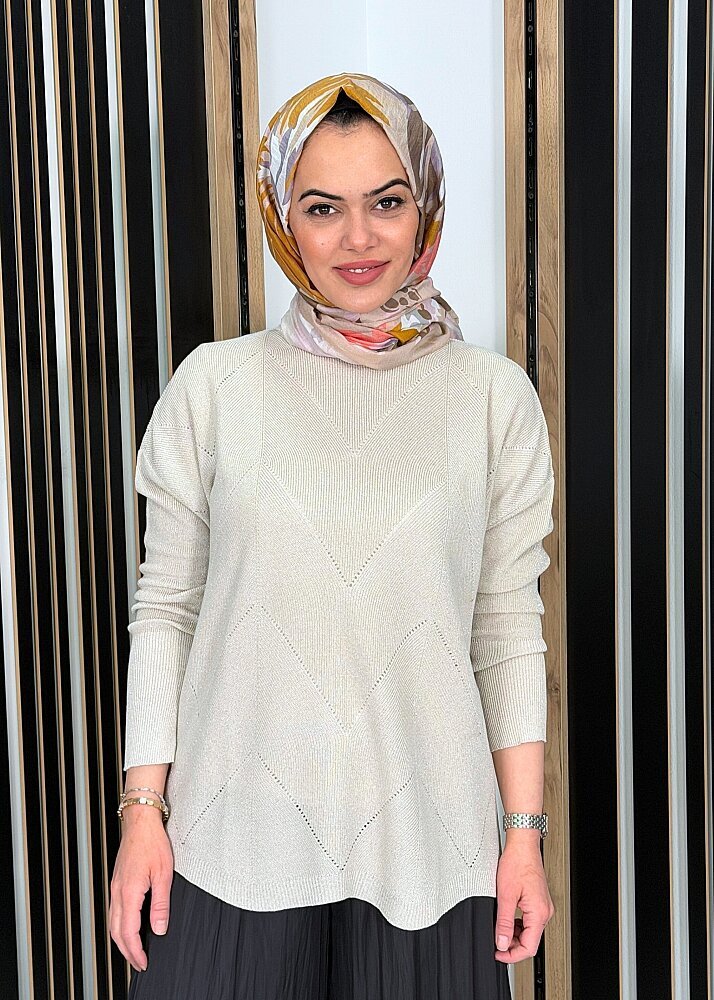 Si Design Knit Simli Tunik BEJ - 3