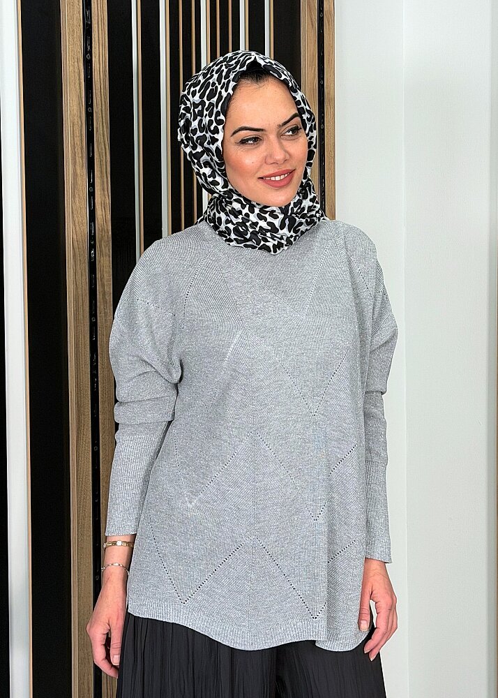Si Design Knit Simli Tunik GRİ - 2