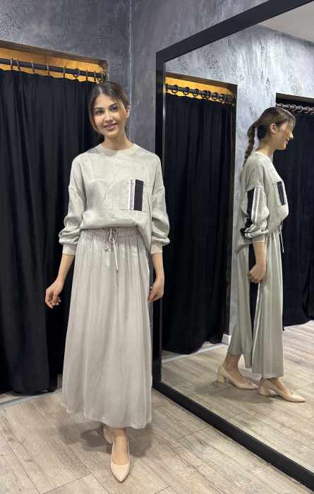 Si Design Kolları Parça Detaylı Bluz GREY - 3