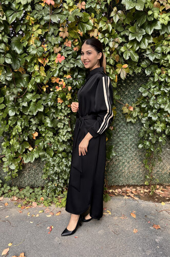 Si Design Kolları Zincir Detaylı Elbise BLACK