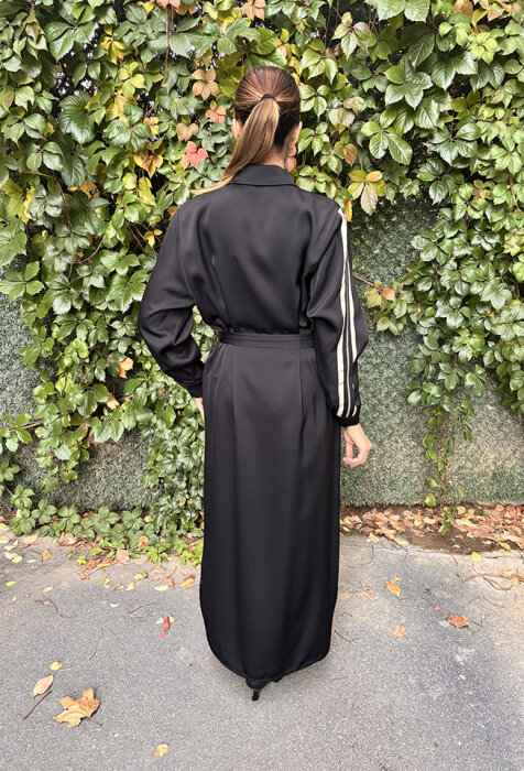 Si Design Kolları Zincir Detaylı Elbise BLACK - 2