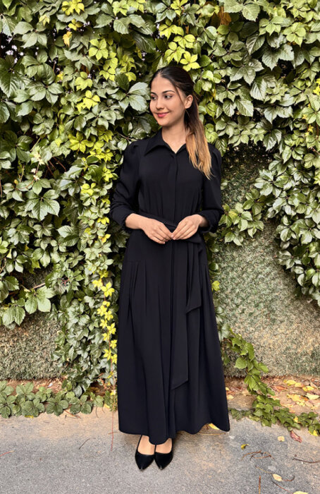 Si Design Önü Düğme Kemerli Elbise BLACK - 2